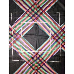 Vintage Echo Rainbow Colored and Black Silk stitched hem  1970s